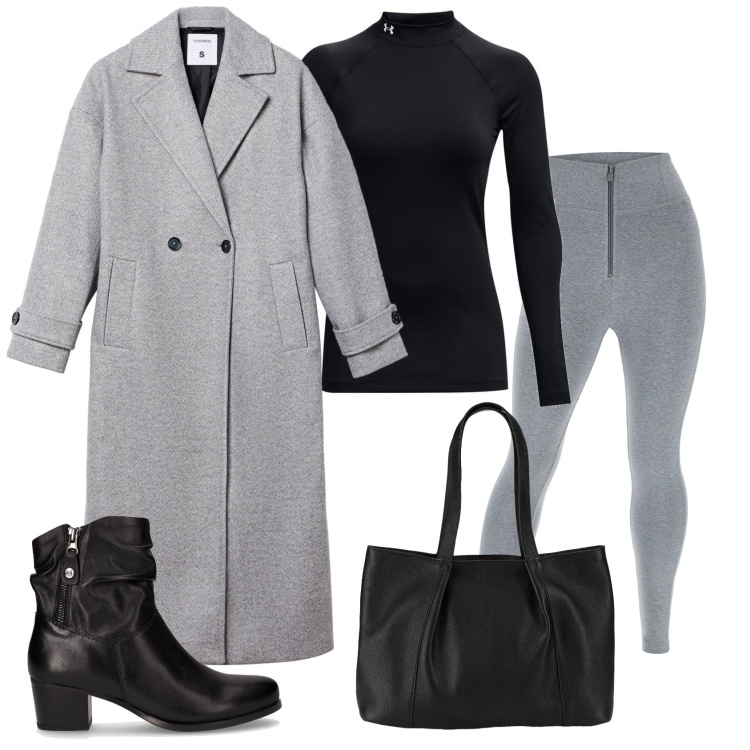 Outfit donna - Total look #2282392. Stile Casual chic per Tutti i giorni. Abbinamento con shopping bag, cappotti, pantaloni skinny, pullovers, stivaletti.