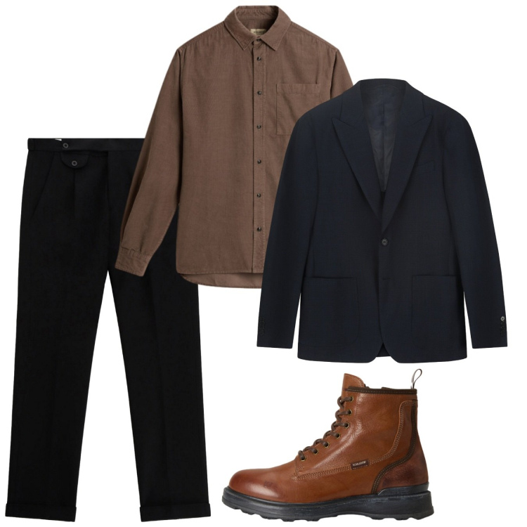 Outfit uomo - Novembre. Stile Casual per Tutti i giorni. Abbinamento con pantaloni, anfibi, camicie, giacche.