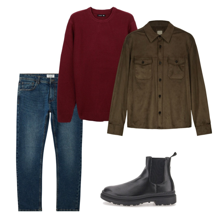Outfit uomo - Novembre. Stile Casual per Tutti i giorni. Abbinamento con jeans, maglieria, stivali e stivaletti, giacche.