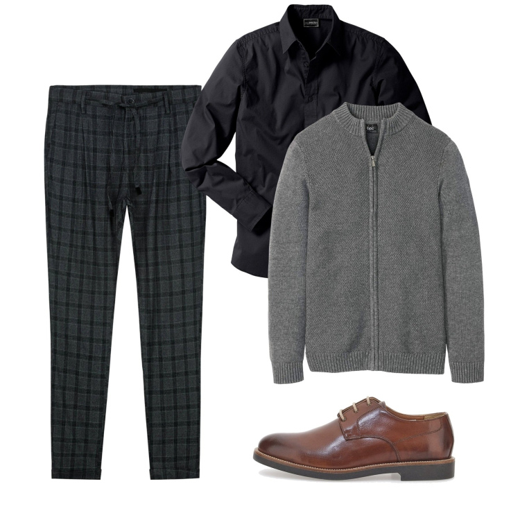 Outfit uomo - Dandy mood. Stile Trendy per Serata speciale. Abbinamento con camicie, cardigans, scarpe stringate, pantaloni.