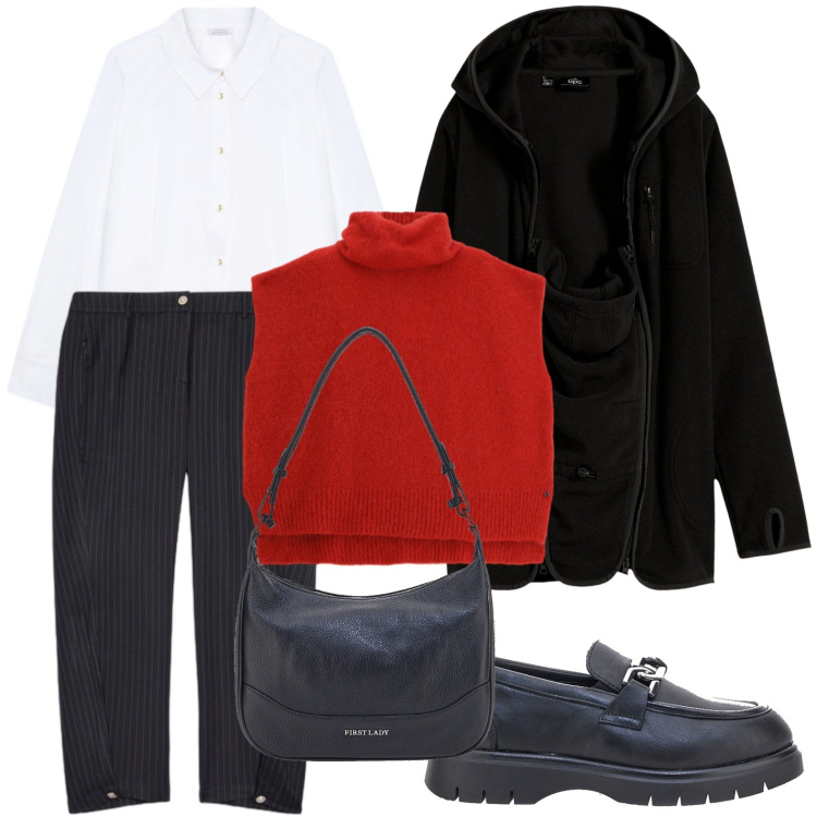 Outfit donna - Lines of Style. Stile Minimal per Ufficio. Abbinamento con blazer, maglieria, mocassini, borse a tracolla, pantaloni, camicie.