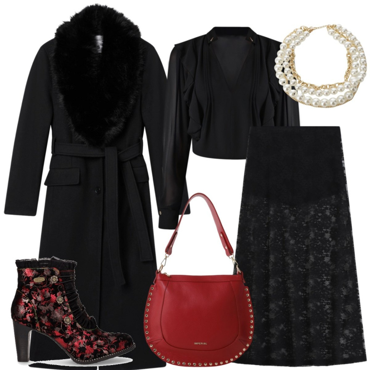 Outfit donna - Total look #2282461. Stile Boho per Serata fuori. Abbinamento con bluse, cappotti, gonne lunghe, borse a spalla, collane, stivaletti.