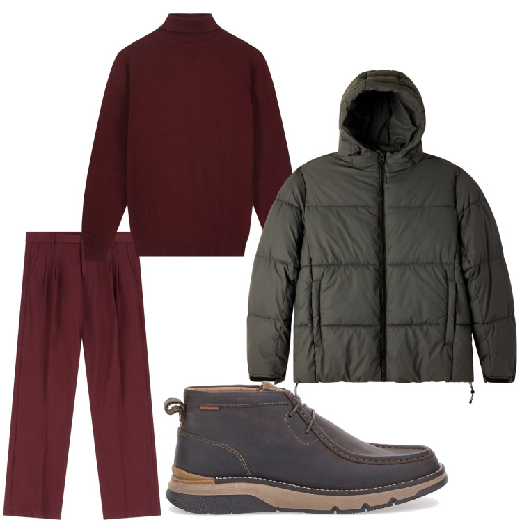 Outfit uomo - Una sera di novembre. Stile Casual per Serata speciale. Abbinamento con bomber, pantaloni, scarpe stringate, maglieria.