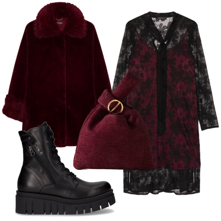 Outfit donna - Anfibi a novembre. Stile Rock per Serata fuori. Abbinamento con borse a mano, vestiti corti, cappotti, anfibi.