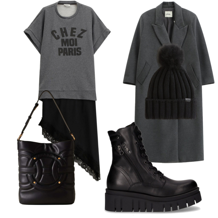 Outfit donna - Gli stivaletti per novembre. Stile Trendy per Tutti i giorni. Abbinamento con borse a secchiello, vestiti midi/longuette, cappotti, berretti, anfibi.