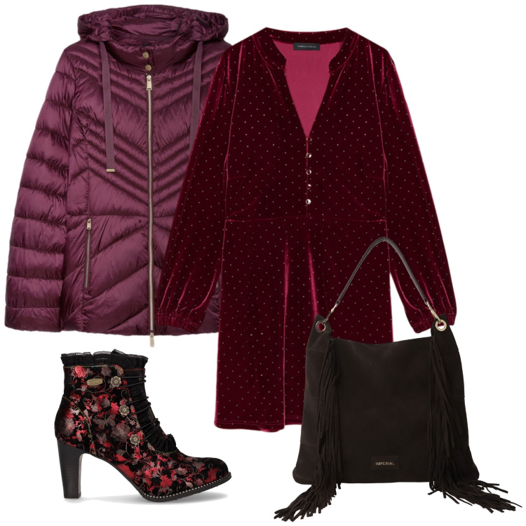 Outfit donna - Total look #2282563. Stile Casual chic per Tutti i giorni. Abbinamento con borse a spalla, piumini, vestiti corti, stivaletti.