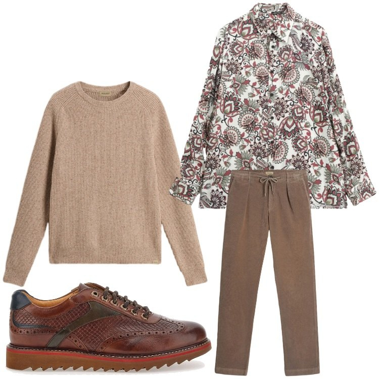 Outfit uomo - Fantasy. Stile Casual per Tutti i giorni. Abbinamento con camicie, pantaloni, maglieria, scarpe stringate.