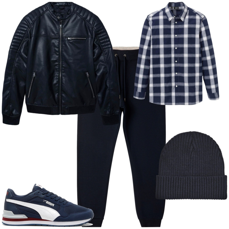 Outfit uomo - Total look #2282584. Stile Urban per Serata speciale. Abbinamento con camicie, berretti, pantaloni, giacche, sneakers.