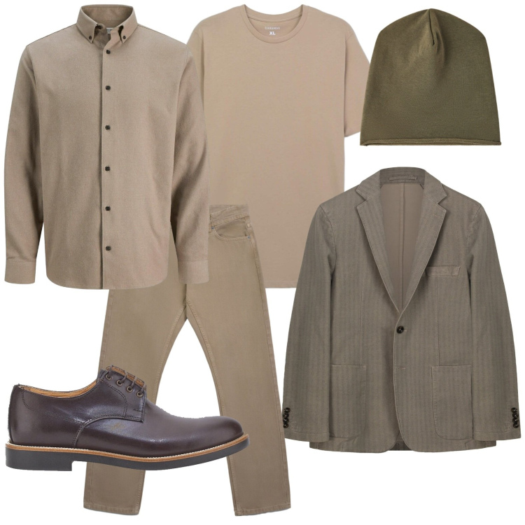 Outfit uomo - Weekend in città. Stile Casual per Tutti i giorni. Abbinamento con camicie, jeans, t-shirt, berretti, scarpe stringate, giacche.