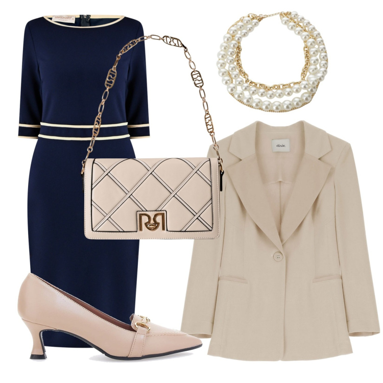 Outfit donna - Eleganza no stress. Stile Chic per Cerimonia. Abbinamento con vestiti a tubino, borse a tracolla, blazer, collane, décolleté.