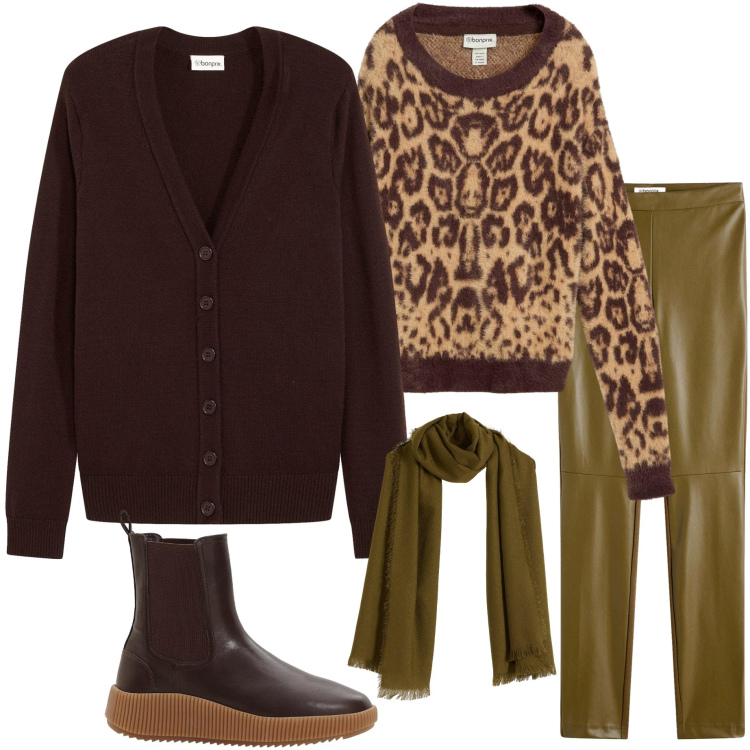 Outfit donna - Bonprix look festosi. Stile Casual chic per Tutti i giorni. Abbinamento con maglieria, stivaletti chelsea, cardigans, sciarpe, pantaloni.