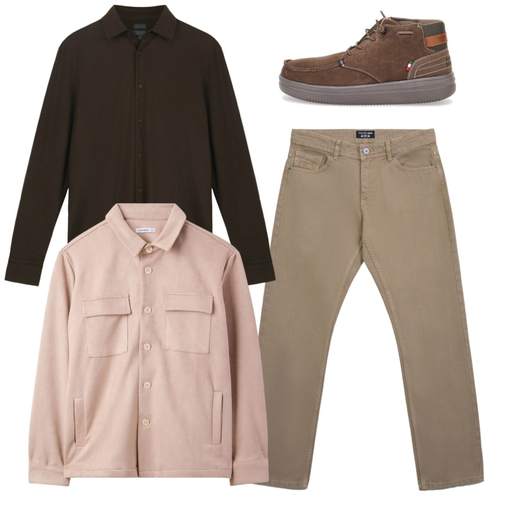 Outfit uomo - Total look. Stile Casual per Tutti i giorni. Abbinamento con cappotti, jeans, polo, scarpe stringate.