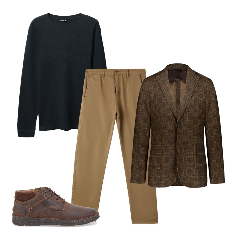 Outfit uomo - Giacca super. Stile Trendy per Tutti i giorni. Abbinamento con maglieria, pantaloni chino, giacche, scarpe stringate.
