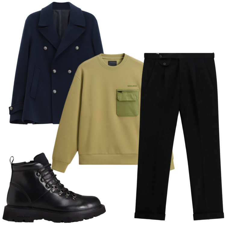 Outfit uomo - Total look #2282662. Stile Trendy per Tutti i giorni. Abbinamento con cappotti, pantaloni, stivali e stivaletti, felpe.