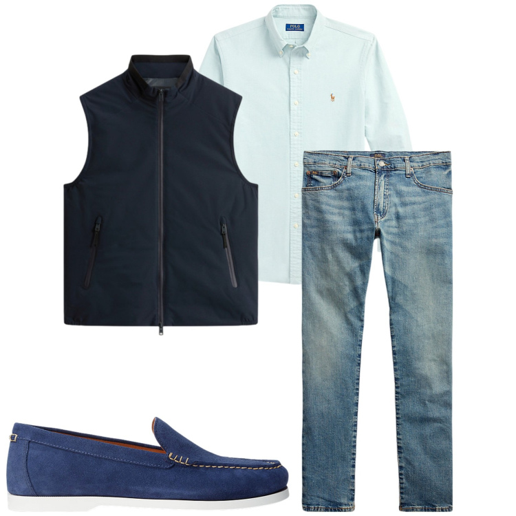 Outfit uomo - Total look #2282666. Stile Casual per Tutti i giorni. Abbinamento con jeans, scarpe stringate, camicie, gilet.