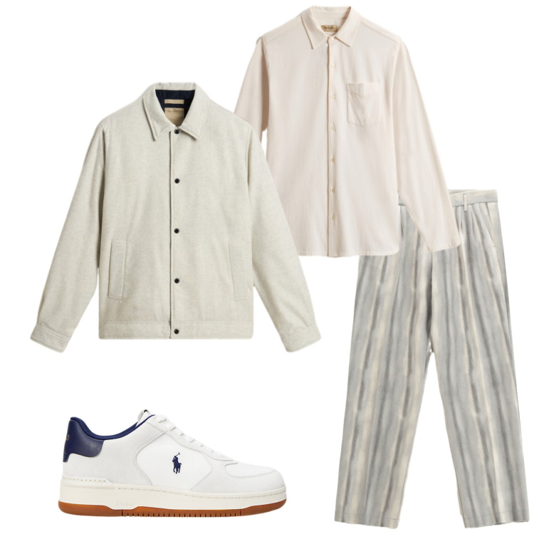 Outfit uomo - Total look #2282672. Stile Trendy per Serata speciale. Abbinamento con pantaloni, sneakers, camicie, cappotti.