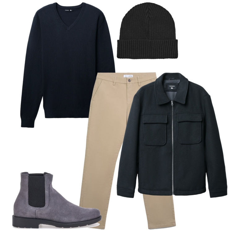 Outfit uomo - Gli stivaletti fumo. Stile Casual per Tutti i giorni. Abbinamento con pantaloni chino, berretti, cappotti, maglieria, stivali e stivaletti.