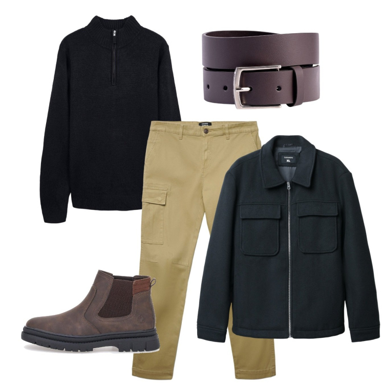 Outfit uomo - Il pull-over. Stile Casual per Tutti i giorni. Abbinamento con cappotti, maglieria, pantaloni cargo, stivali e stivaletti, cinture.