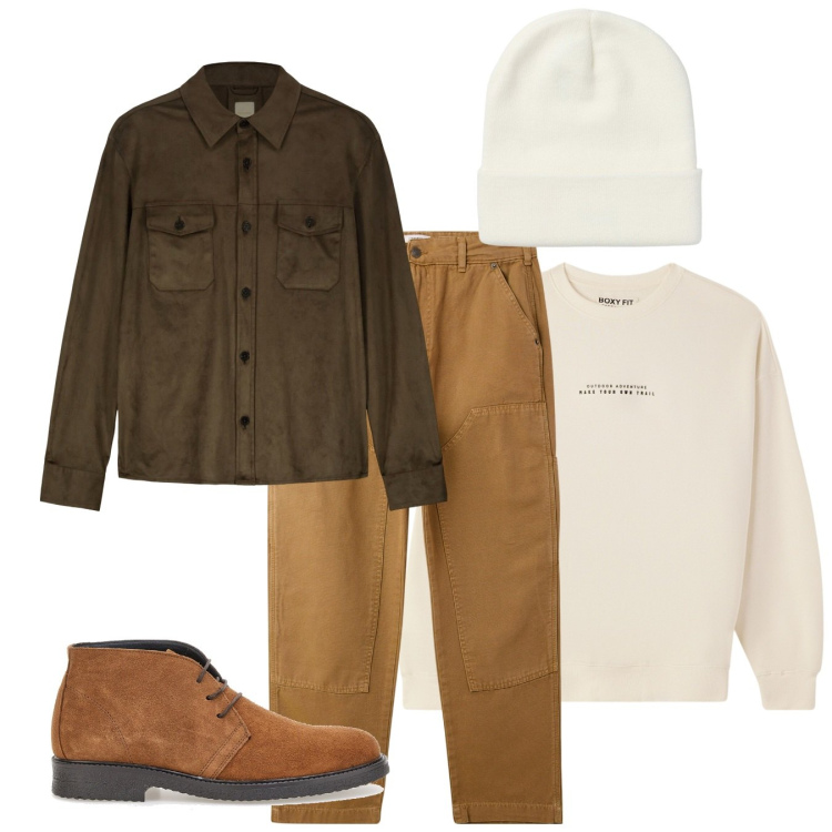 Outfit uomo - Fall is here. Stile Casual per Tutti i giorni. Abbinamento con pantaloni, felpe, berretti, giacche, stivali e stivaletti.