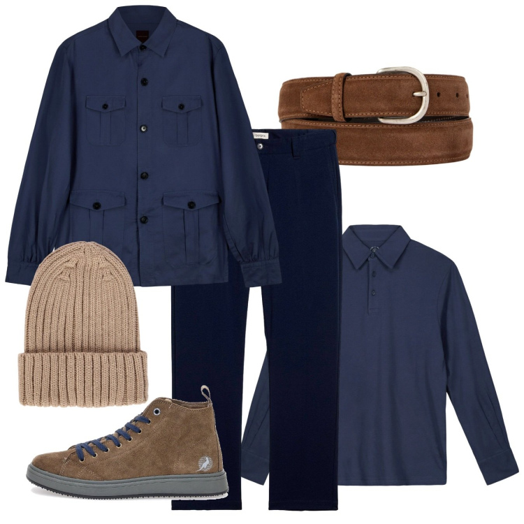 Outfit uomo - Le stringhe blu. Stile Casual per Tutti i giorni. Abbinamento con pantaloni, sneakers, cappotti, cinture, berretti, polo.