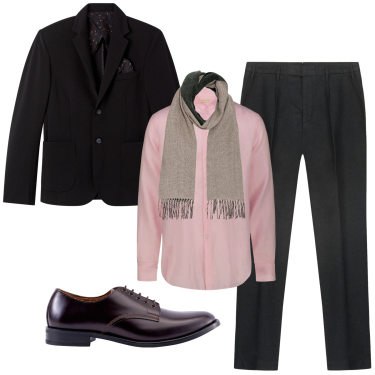 Outfit uomo - Total look #2282689. Stile Business/Elegante per Serata speciale. Abbinamento con giacche, camicie, scarpe stringate, sciarpe, pantaloni.