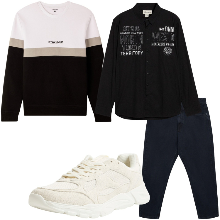 Outfit uomo - I pantaloni morbidi. Stile Casual per Tutti i giorni. Abbinamento con camicie, sneakers, jeans dritti, felpe.