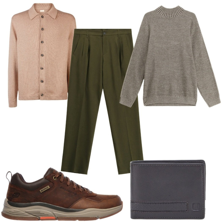 Outfit uomo - Total look #2282777. Stile Casual per Tutti i giorni. Abbinamento con maglieria, pantaloni, portafogli, sneakers, polo.