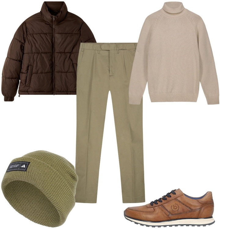 Outfit uomo - Total look #2282782. Stile Trendy per Tutti i giorni. Abbinamento con bomber, berretti, pantaloni, pullovers, sneakers.