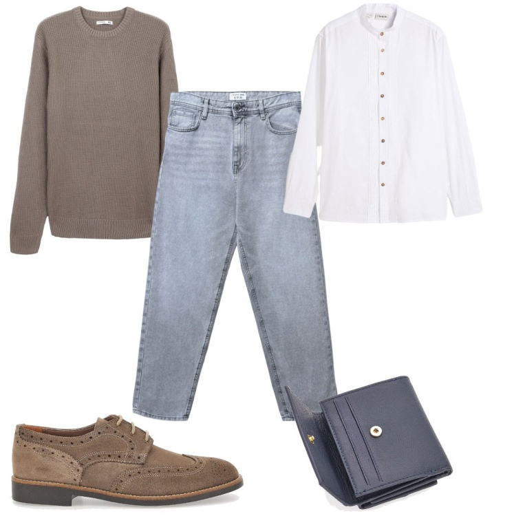 Outfit uomo - Total look #2282785. Stile Casual per Tutti i giorni. Abbinamento con camicie, jeans, maglieria, scarpe stringate, portafogli.