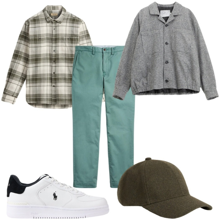 Outfit uomo - Total look #2282789. Stile Trendy per Tutti i giorni. Abbinamento con cappotti, pantaloni, sneakers, cappelli, camicie.