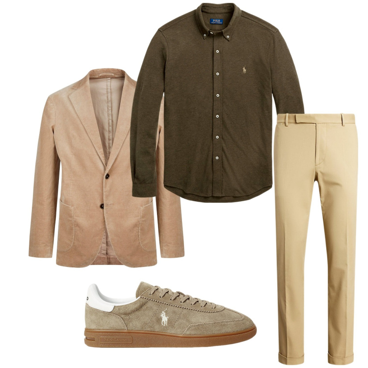 Outfit uomo - Total look #2282802. Stile Trendy per Serata speciale. Abbinamento con camicie, pantaloni chino, sneakers, giacche.