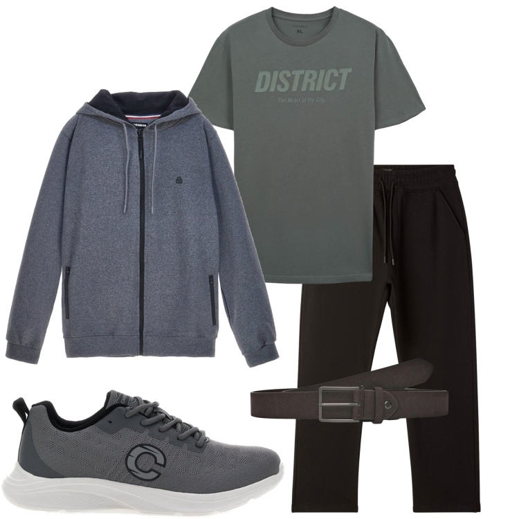 Outfit uomo - Casual style. Stile Casual per Tutti i giorni. Abbinamento con cinture, pantaloni, t-shirt, sneakers, felpe con cappuccio.