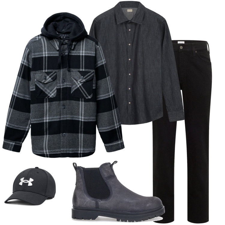 Outfit uomo - Casual style. Stile Casual per Tutti i giorni. Abbinamento con jeans dritti, giacche, cappelli, camicie, stivali e stivaletti.