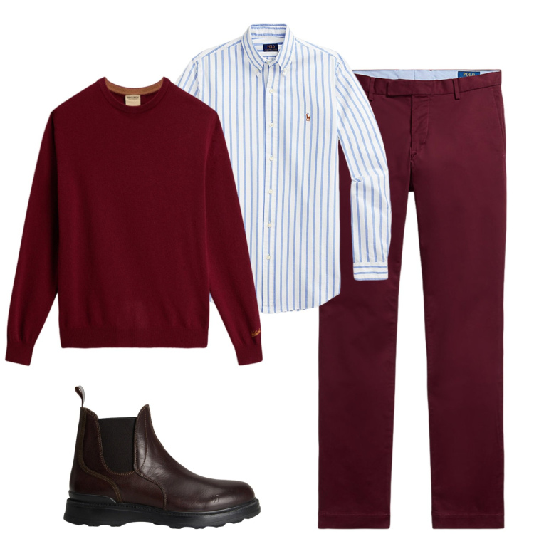 Outfit uomo - Total look #2282876. Stile Trendy per Tutti i giorni. Abbinamento con pantaloni, camicie, stivali e stivaletti, maglieria.