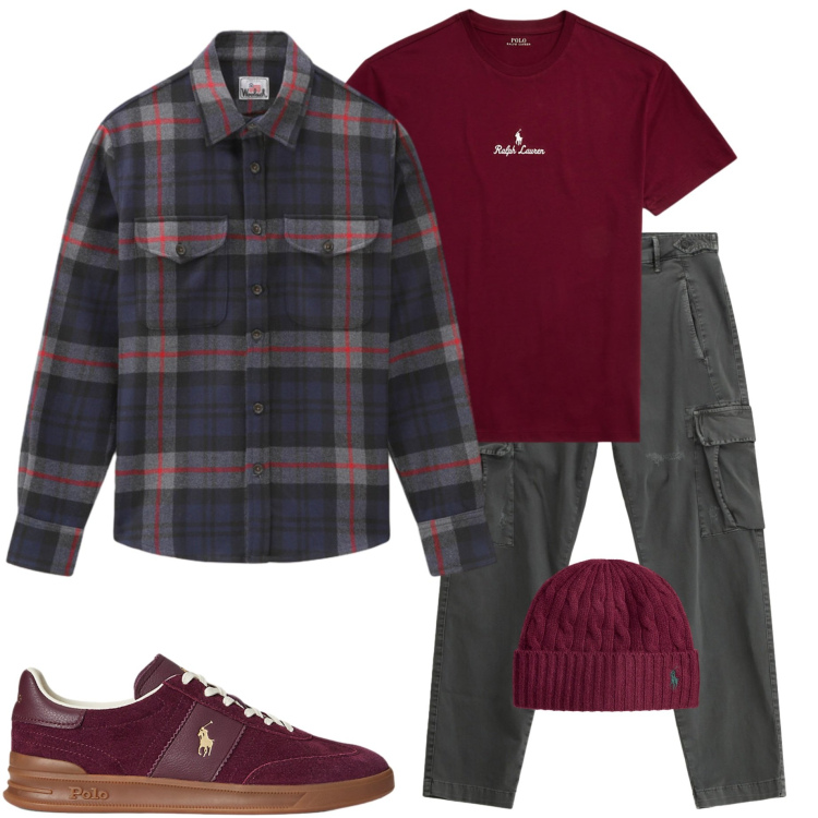Outfit uomo - Giacca scozzese. Stile Casual per Tutti i giorni. Abbinamento con pantaloni cargo, sneakers, berretti, t-shirt, cappotti.