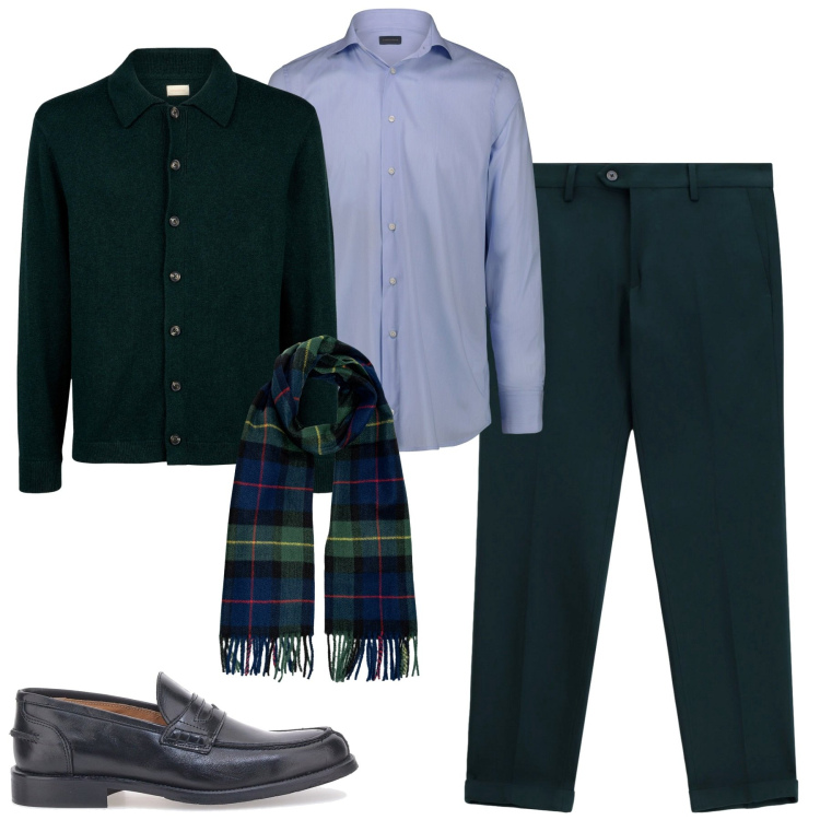 Outfit uomo - City. Stile Urban per Tutti i giorni. Abbinamento con pantaloni, scarpe stringate, sciarpe, polo, camicie.