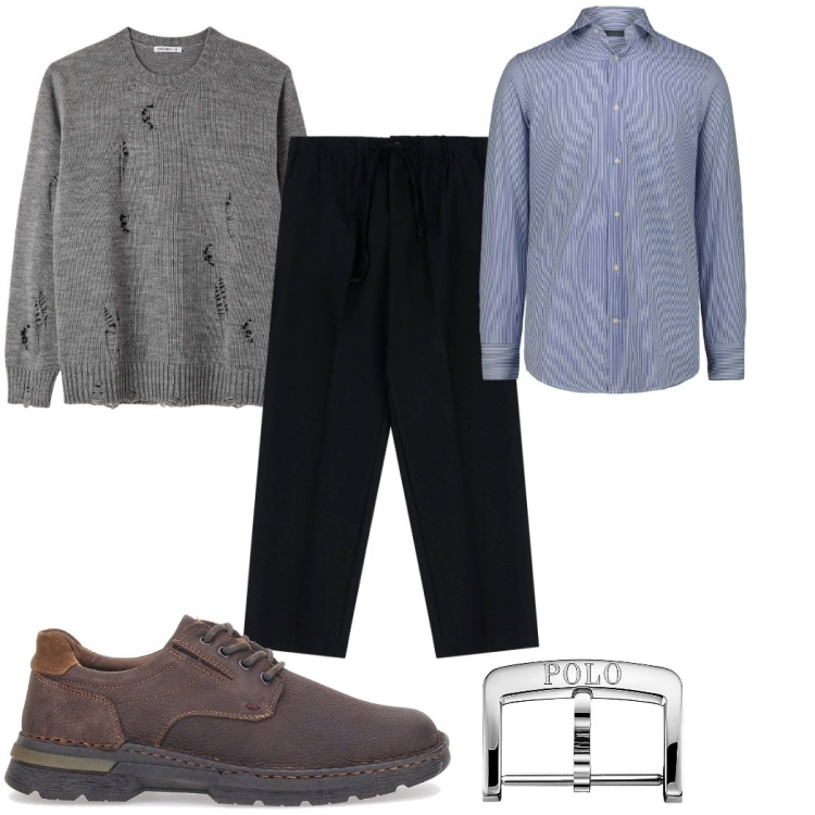 Outfit uomo - Total look #2282905. Stile Casual per Tutti i giorni. Abbinamento con maglieria, pantaloni, orologi, scarpe stringate, camicie.