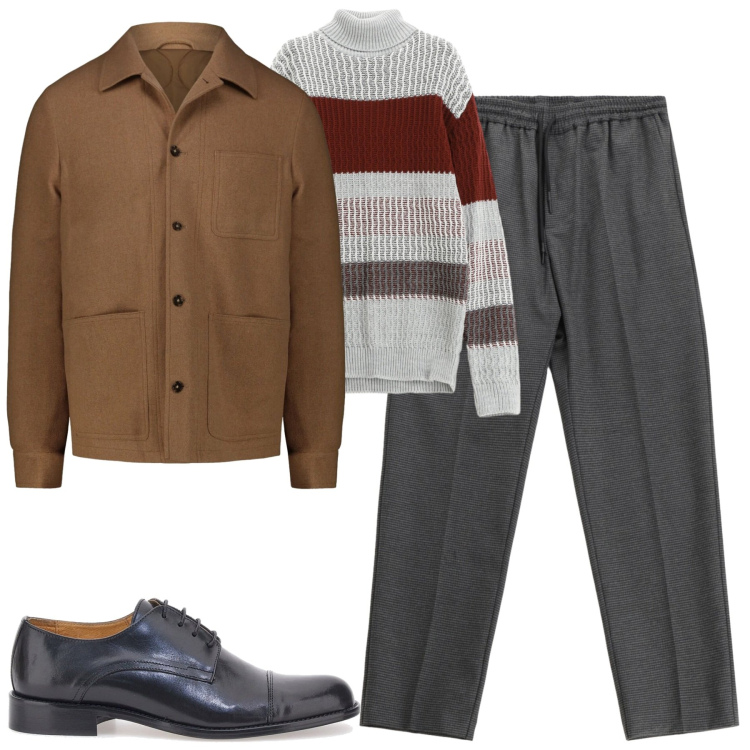 Outfit uomo - City. Stile Urban per Tutti i giorni. Abbinamento con maglieria, pantaloni, cappotti, scarpe stringate.
