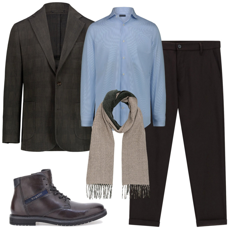 Outfit uomo - Novembre. Stile Business/Elegante per Tutti i giorni. Abbinamento con pantaloni, giacche, stivali e stivaletti, sciarpe, camicie.