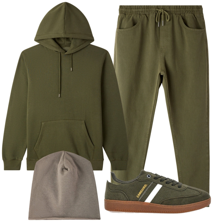 Outfit uomo - City. Stile Casual per Tutti i giorni. Abbinamento con pantaloni, felpe con cappuccio, berretti, sneakers.