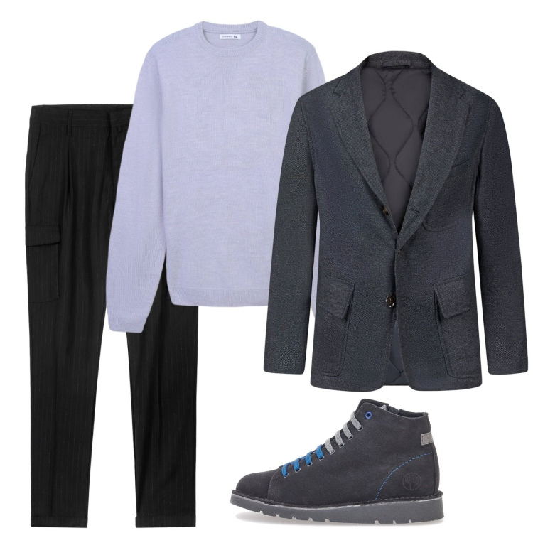 Outfit uomo - Novembre. Stile Casual per Tutti i giorni. Abbinamento con maglieria, scarpe stringate, pantaloni cargo, giacche.