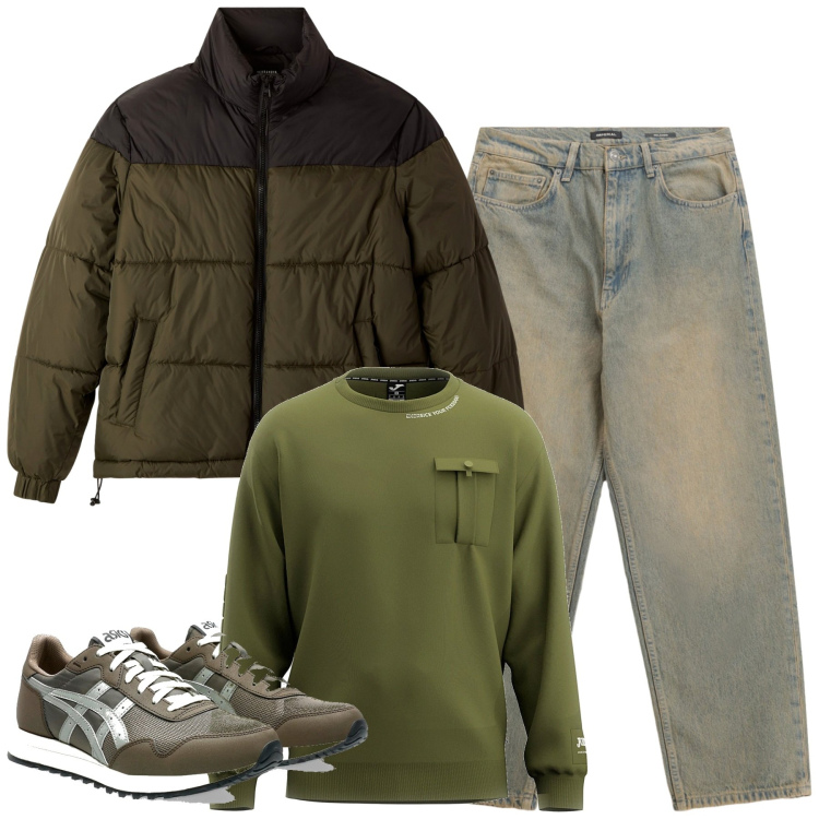 Outfit uomo - Novembre. Stile Casual per Tutti i giorni. Abbinamento con bomber, jeans, sneakers, felpe.