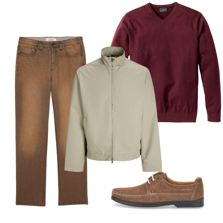 Outfit uomo - Fall. Stile Casual per Tutti i giorni. Abbinamento con maglieria, jeans, giacche, scarpe stringate.