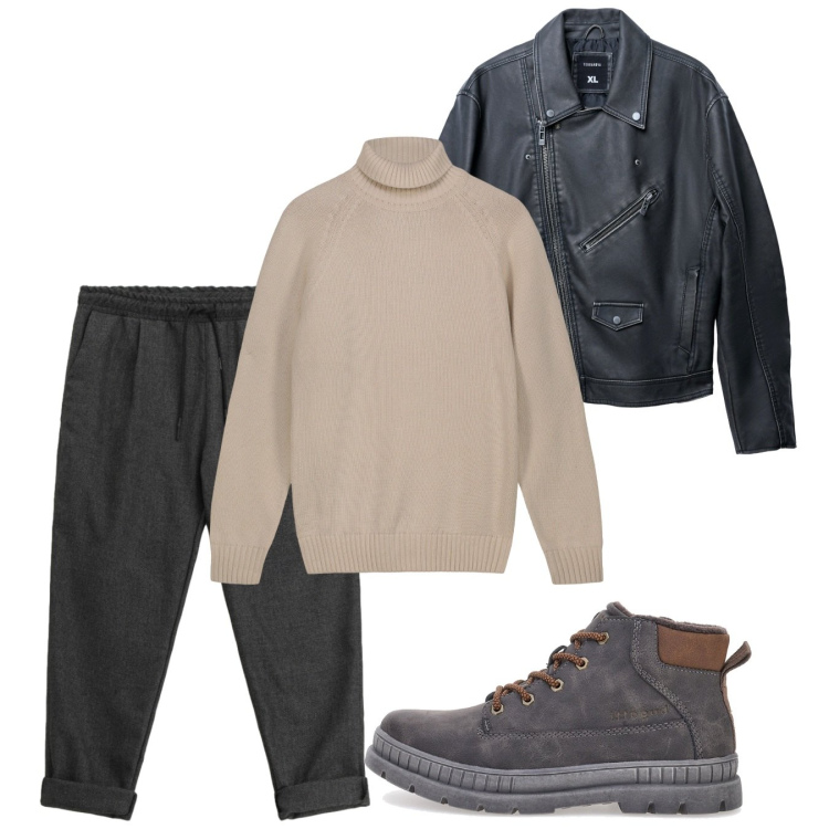 Outfit uomo - Biker. Stile Biker Rock per Tutti i giorni. Abbinamento con giacche, pantaloni, pullovers, scarpe stringate.