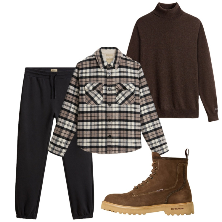 Outfit uomo - Weekend. Stile Casual per Tutti i giorni. Abbinamento con anfibi, pantaloni, maglieria, cappotti.