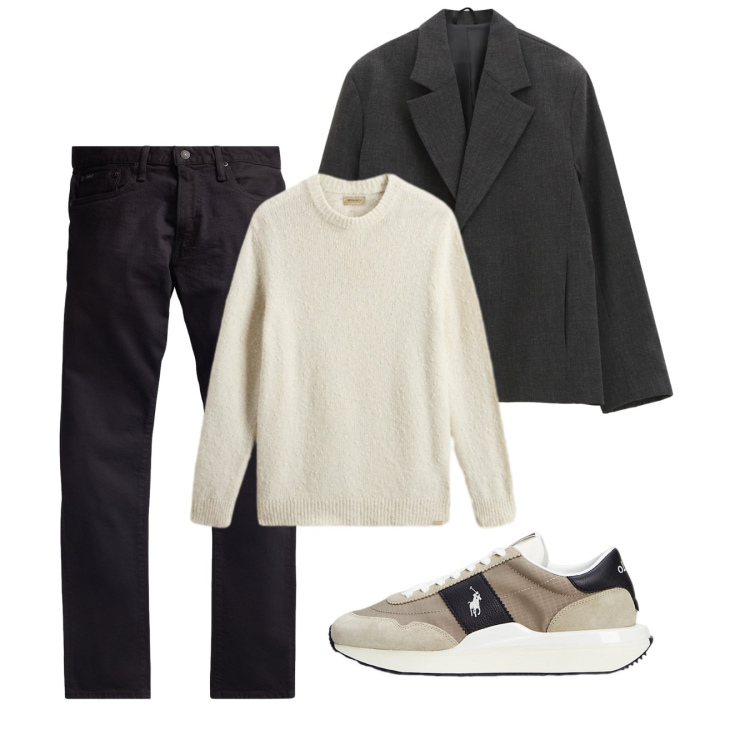 Outfit uomo - Novembre. Stile Casual per Tutti i giorni. Abbinamento con giacche, sneakers, jeans, maglieria.