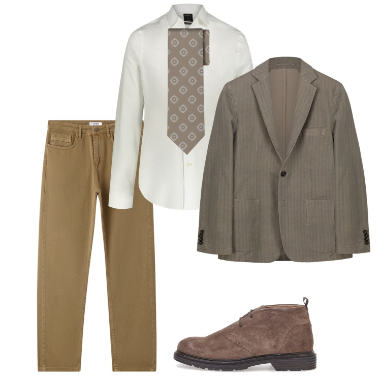 Outfit uomo - In cravatta. Stile Business/Elegante per Ufficio. Abbinamento con jeans dritti, giacche, scarpe stringate, cravatte, camicie.