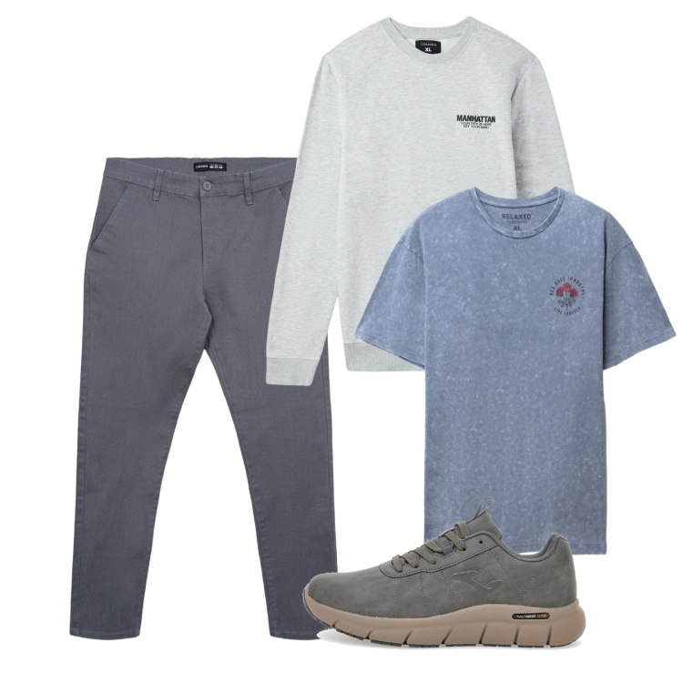 Outfit uomo - Easy. Stile Casual per Tutti i giorni. Abbinamento con felpe, pantaloni chino, t-shirt, sneakers.