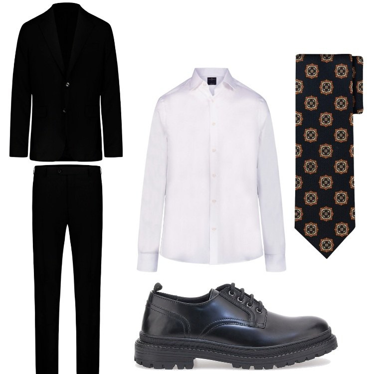 Outfit uomo - Professional. Stile Business/Elegante per Ufficio. Abbinamento con scarpe stringate, camicie, abiti, cravatte.