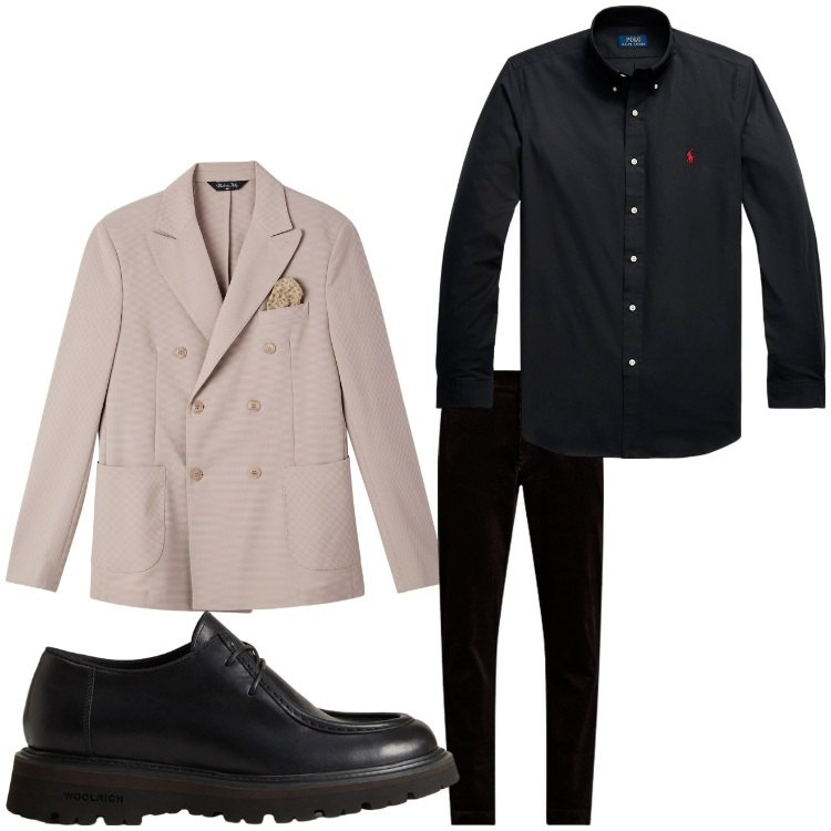 Outfit uomo - Doppiopetto. Stile Business/Elegante per Serata speciale. Abbinamento con giacche, camicie, pantaloni, scarpe stringate.